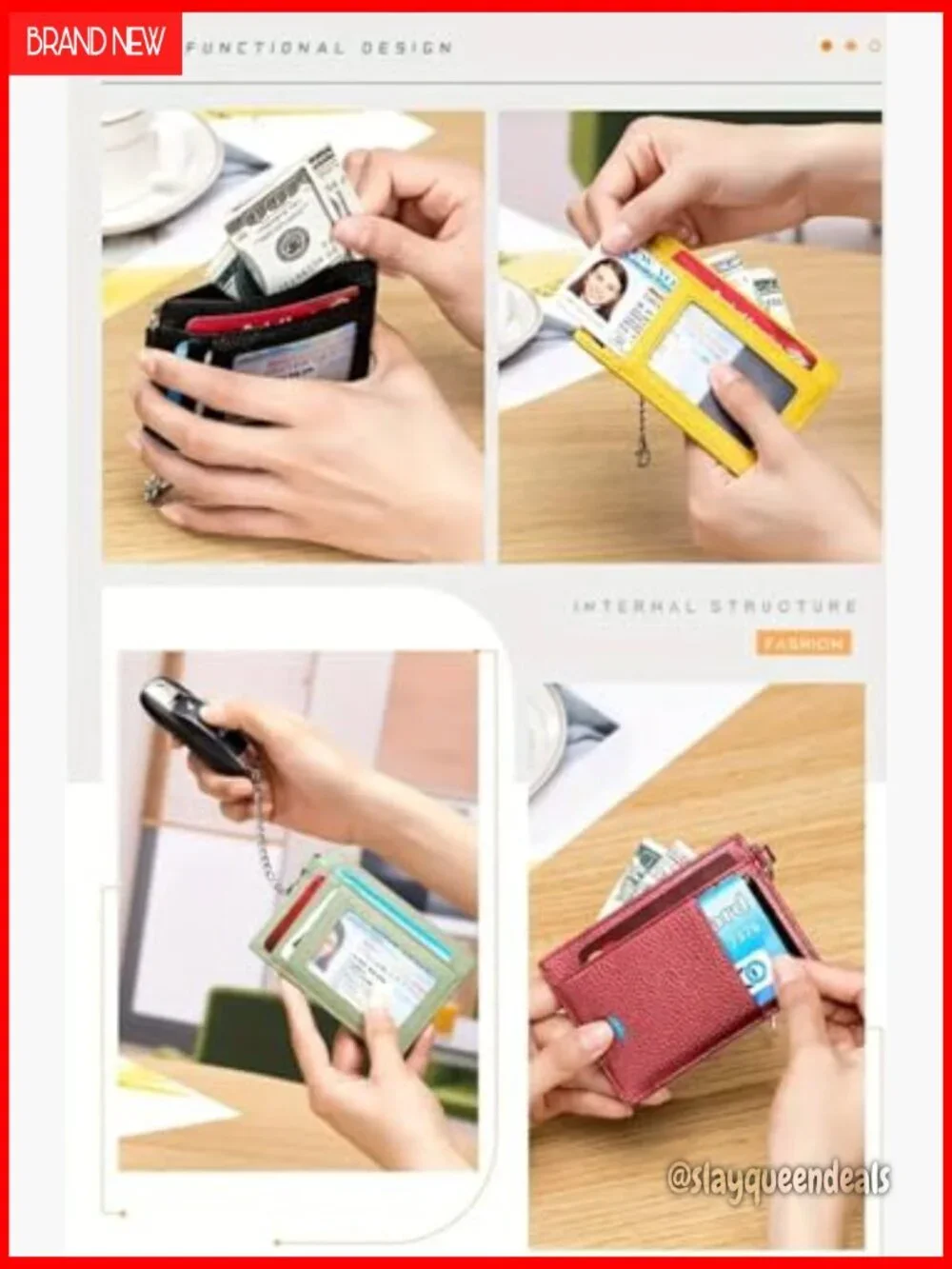Slim Minimalist Leather Wallet RFID Blocking Card Holder Key Ring